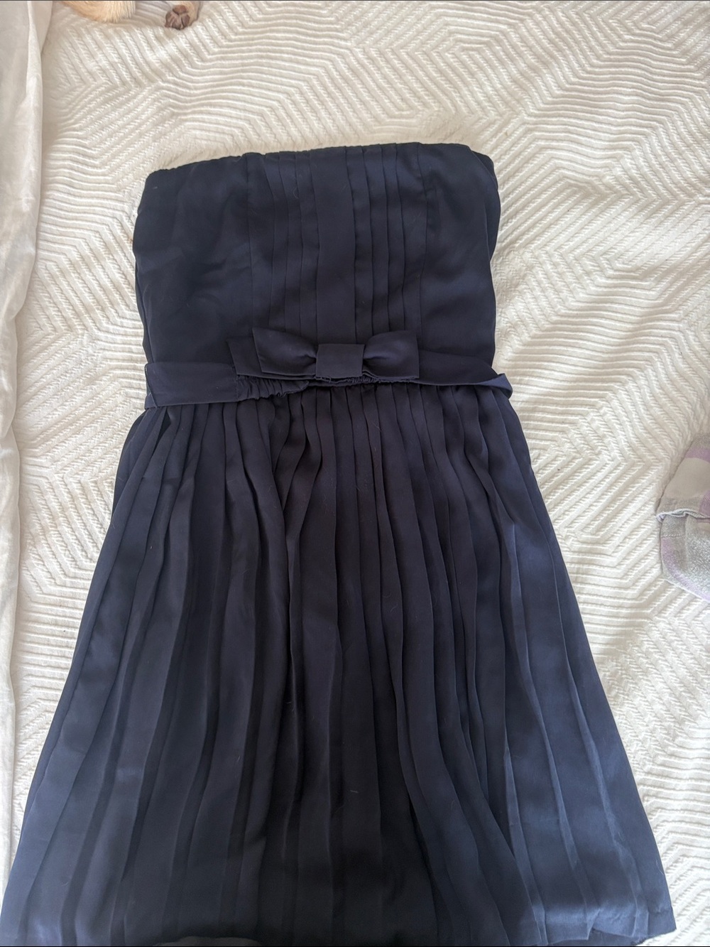 Sandro Black Strapless Pleated Dress with Bow